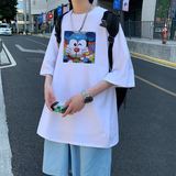 2026夏装新款创意卡通爱心宽松圆领短袖T恤情侣潮A025-T7301-P25，男装T恤，电商A025