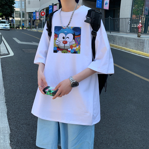 2026夏装新款创意卡通爱心宽松圆领短袖T恤情侣潮 A025-T7301-P25图片