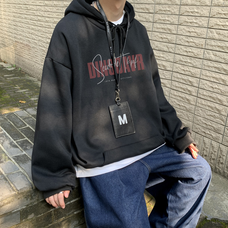 2026秋冬创意字母宽松连帽加绒卫衣大码情侣A025-W133-P50控68,男装卫衣,电商A025