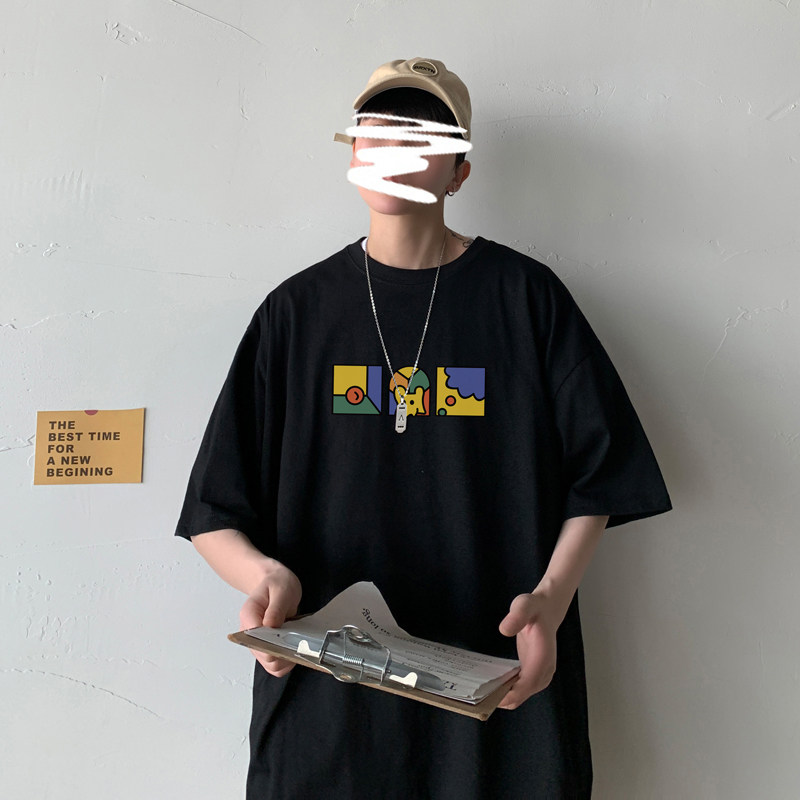 2026夏装bf情侣风宽松圆领短袖T恤大码teeA025-T7170-P28控38,男装T恤,电商A025