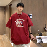 @2025夏季卡通动物大码纯棉圆领短袖T恤港风A025-T7557-P25控38，男装T恤，电商A025