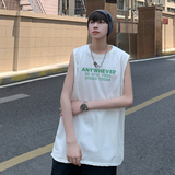 2026夏装新款绿色字母背心百搭宽松坎肩无袖t恤男A025-B290-P25，男装背心/马甲，电商A025