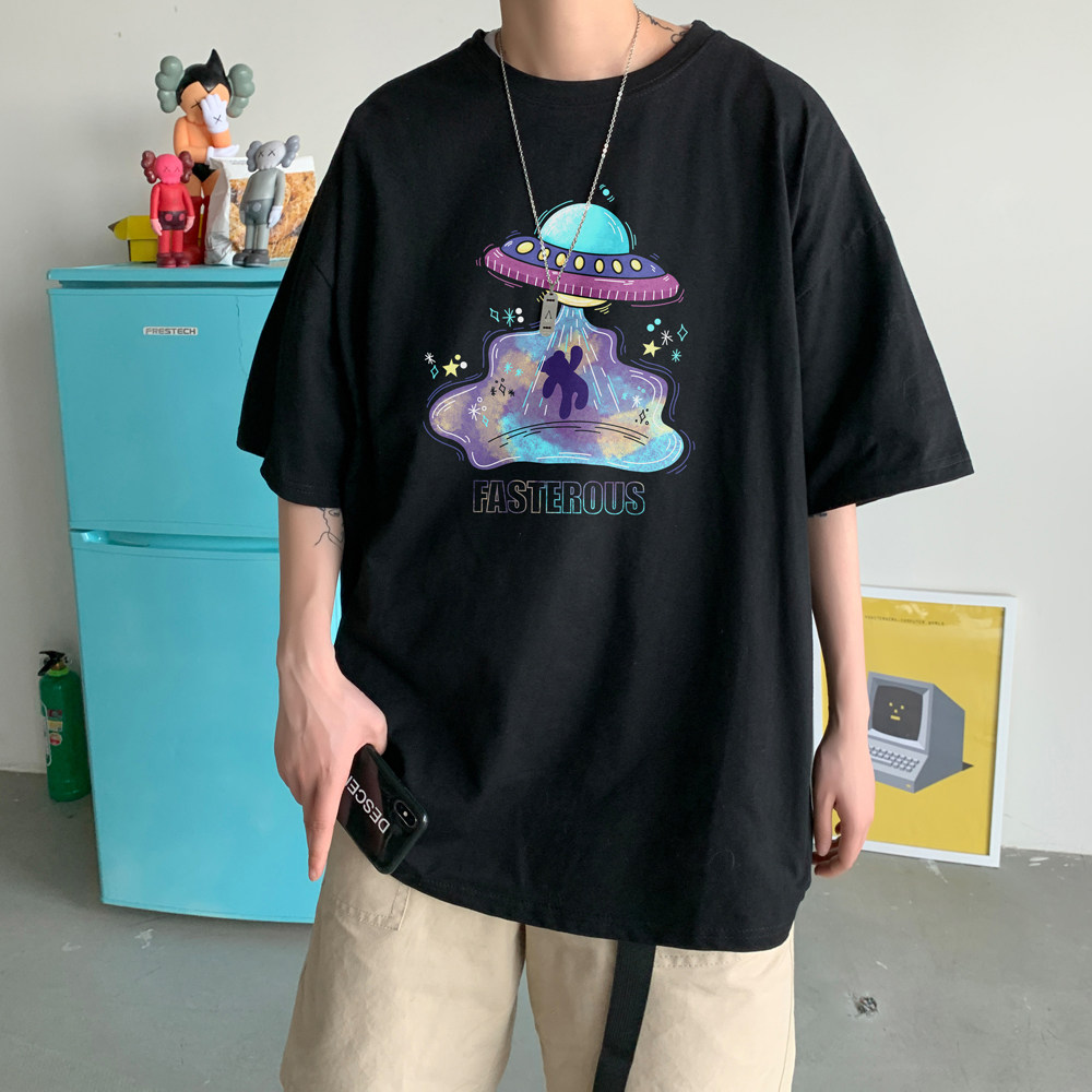 2026夏款太空飞碟宽松圆领大码短袖T恤情侣A025-T7181-P25控38,男装T恤,电商A025