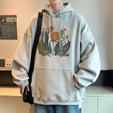 W585A-P55控78加绒652025秋装小众花印花oversize连帽卫衣，男装卫衣，电商A025