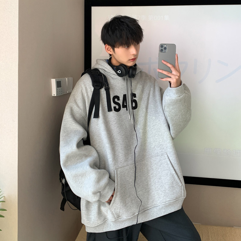 2026秋冬新款创意数字宽松连帽加绒卫衣情侣A025-W191-P50控68,男装卫衣,电商A025