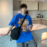 2026夏装嘻哈高街图案宽松圆领短袖T恤港风A025-T7333-P25控38，男装T恤，电商A025