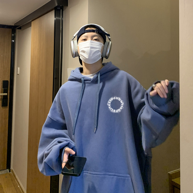 2026秋装新款烟雾字母印花宽松连帽卫衣港风A025-W510-P50控68,男装卫衣,电商A025