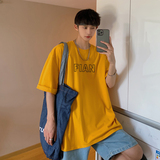 藏青色短袖T恤男夏季款潮牌潮流ins宽松7七分袖百搭美潮oversize，男装T恤，电商A025