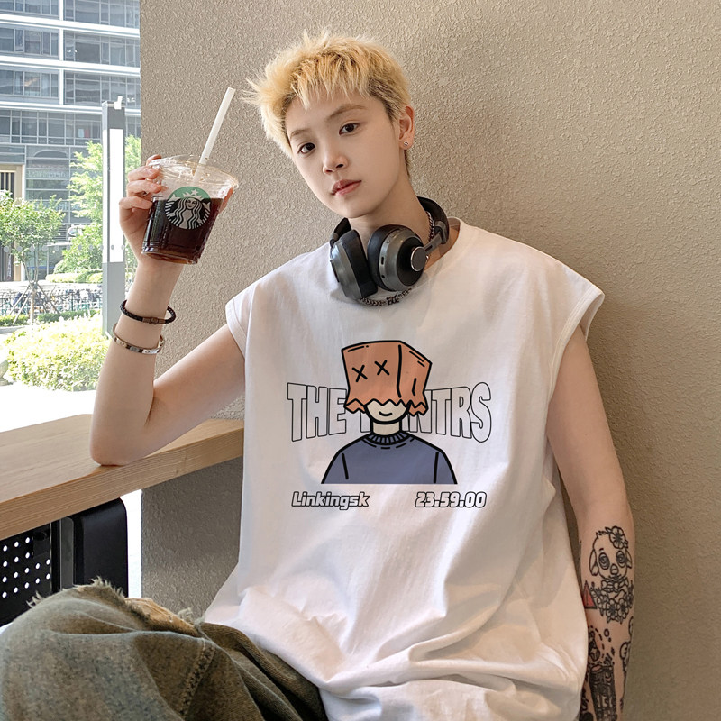 @2025夏hiphop嘻哈潮牌背心休闲无袖t恤坎肩A025-B329-P25控38,男装背心/马甲,电商A025