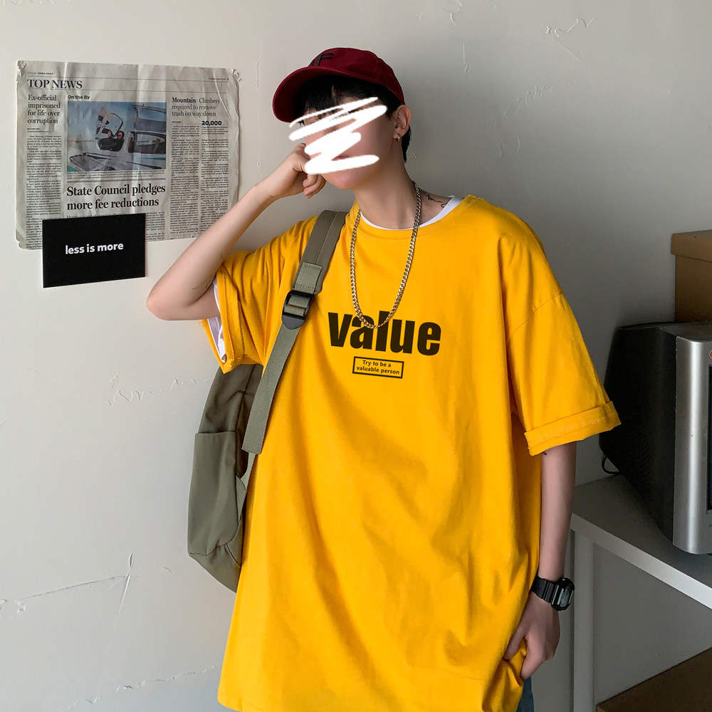 2026夏季新款创意字母大码圆领短袖T恤情侣 A025-T7175-P25 控38图片