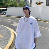 2026夏装新款创意字母圆领短袖T恤宽松情侣T恤潮A025-T7300-P25，男装T恤，电商A025