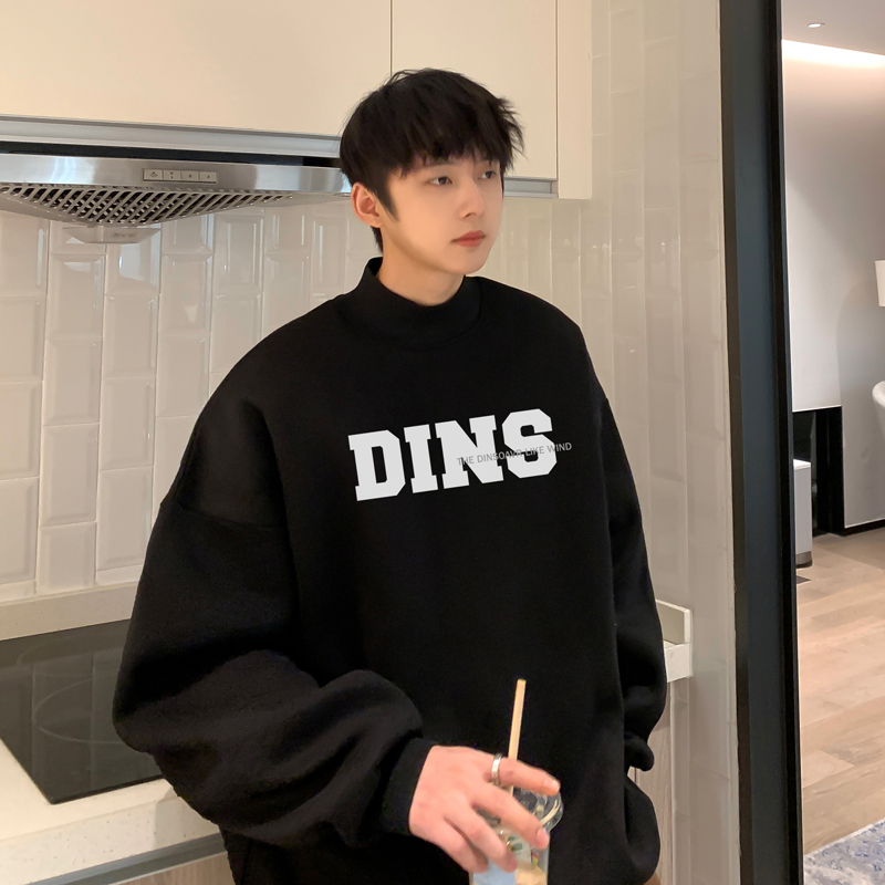 W976A-P50控68高品质2025秋冬装潮牌休闲加绒半高领卫衣，男装卫衣，电商A025