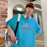 2026夏装新款字母山峰宽松圆领短袖T恤情侣A025-T7196-P25控38，男装T恤，电商A025