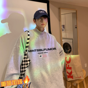 360g重磅摇粒绒2023字母潮加绒半高领卫衣 A025-W915-P50 控68图片