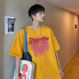2026夏款创意涂鸦字母宽松圆领短袖T恤港风A025-T7378-P25控38，男装T恤，电商A025