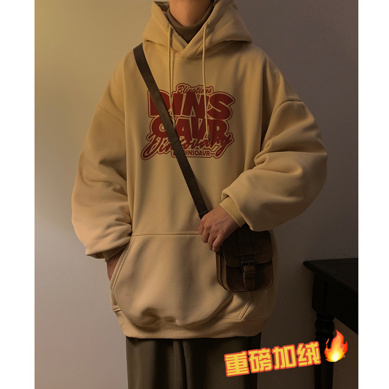 重磅加绒加厚直播品质2025冬装街头字母印花连帽卫衣W572-P60,男装卫衣,电商A025