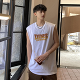 @2025夏装火焰字母运动背心休闲无袖t恤坎肩A025-B316-P25控38，男装背心/马甲，电商A025