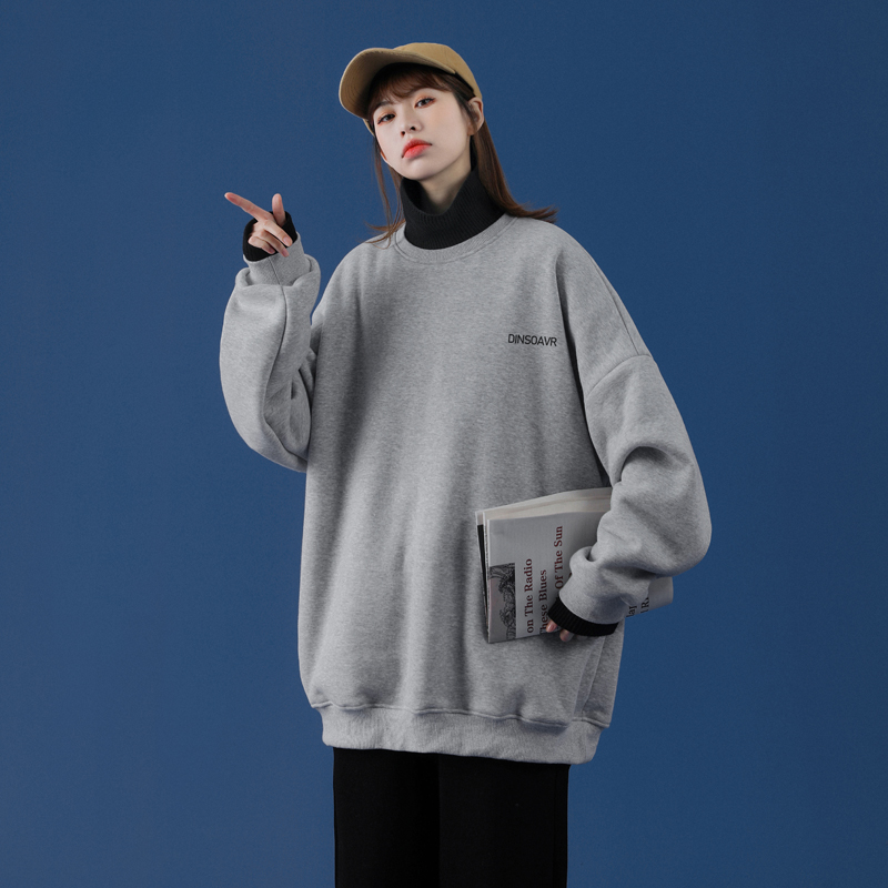 2020 winter letter high neck Plush fake two piece sweater with neutral base