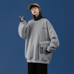 2020 winter letter high neck Plush fake two piece sweater with neutral base