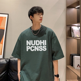 T7506A-P25控38@2025夏装休闲字母中性宽松圆领短袖T恤港风，男装T恤，电商A025