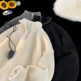 2025冬装半拉链高领毛衣情侣加厚打底针织衫慵懒风A025-M029-P58，男装T恤，电商A025