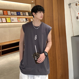 @2025夏装哥特字母运动背心休闲无袖t恤坎肩A025-B305-P25控38，男装背心/马甲，电商A025