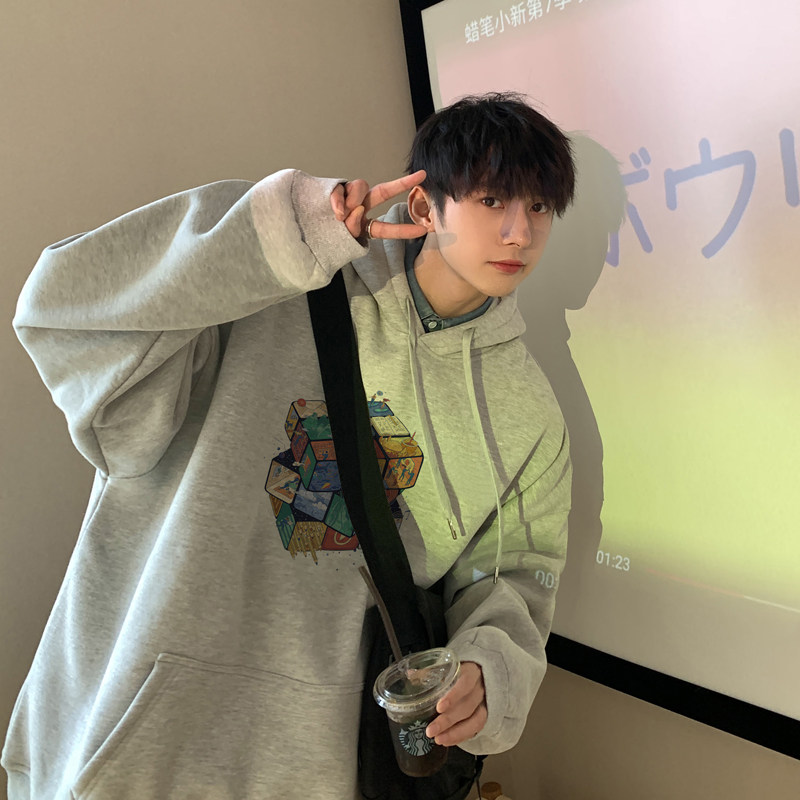 2026秋装新款创意魔方宽松连帽卫衣情侣潮牌A025-W186-P50控68,男装卫衣,电商A025