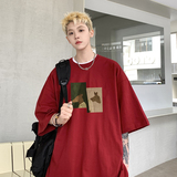 @2025夏季新款动物痞帅纯棉宽松圆领短袖T恤A025-T7565-P25控38，男装T恤，电商A025