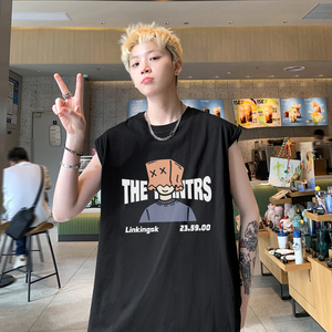 @2025夏hiphop嘻哈潮牌背心休闲无袖t恤坎肩 A025-B329-P25 控38图片