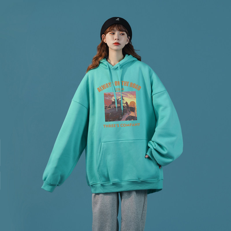 2026秋装中性风复古字母印花宽松连帽卫衣潮 A025-W507-P50 控68图片