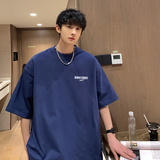 @2025夏季美式小众潮牌纯棉圆领短袖T恤情侣A025-T7538-P25控38，男装T恤，电商A025