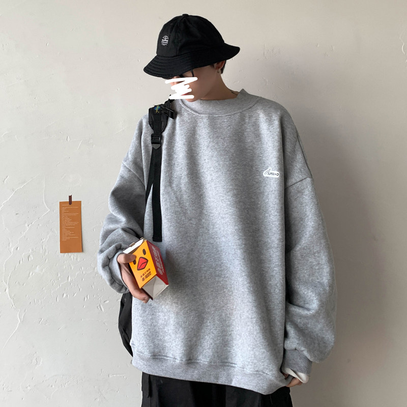加厚抓绒版冬小字母宽松加绒半高领大码卫衣A025-W955-P58控68,男装卫衣,电商A025