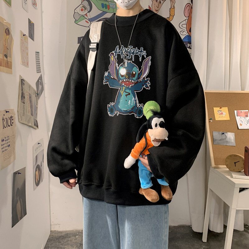 2026冬装史迪仔半高领加绒加厚卫衣大码情侣A025-W967-P50控68,男装卫衣,电商A025