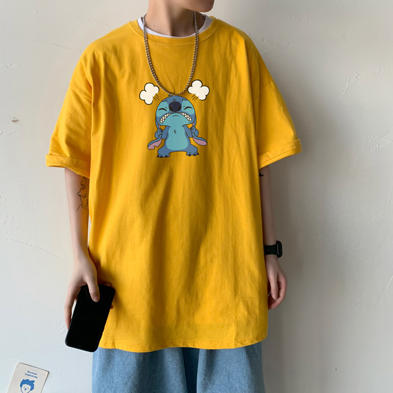 2026夏史迪仔生气宽松圆领短袖T恤大码情侣A025-T7139-P28控38，男装T恤，电商A025