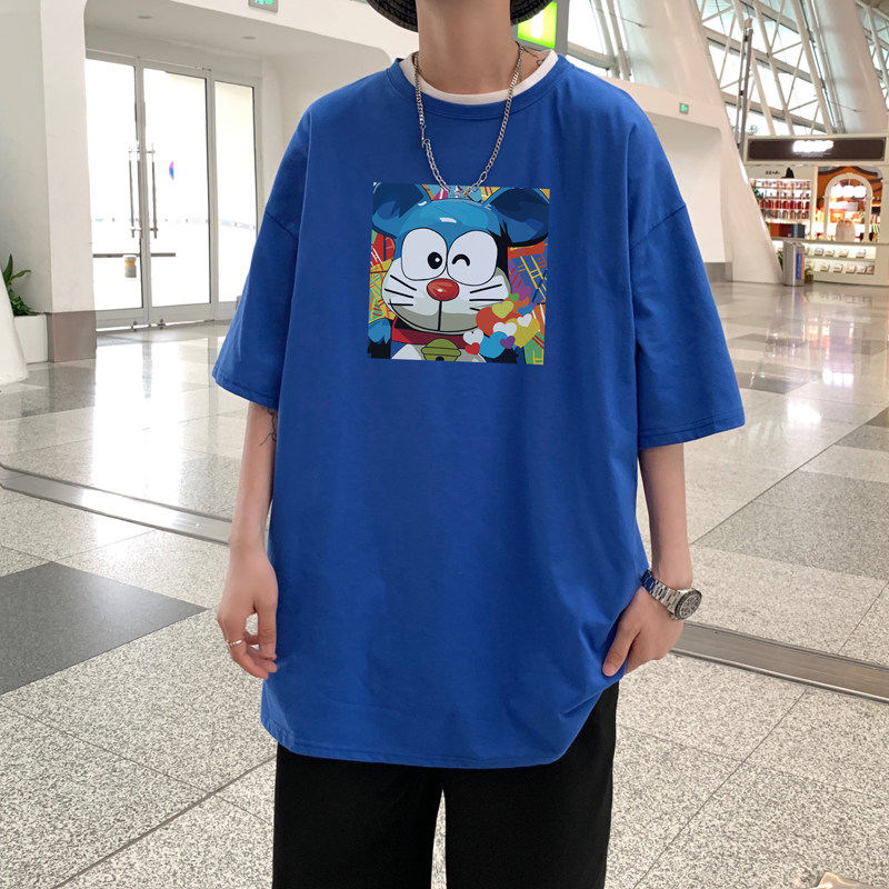 2026夏装新款卡通图案宽松大码圆领短袖T恤情侣潮A025-T7301-P25,男装T恤,电商A025