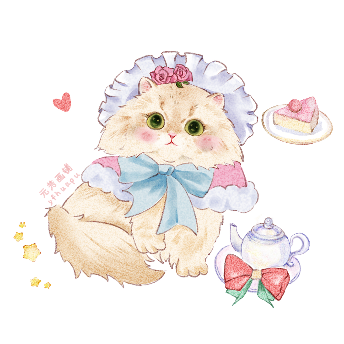 元芳水彩Q版可爱宠物画像定制猫咪狗狗人物形象情侣设计手绘卡通