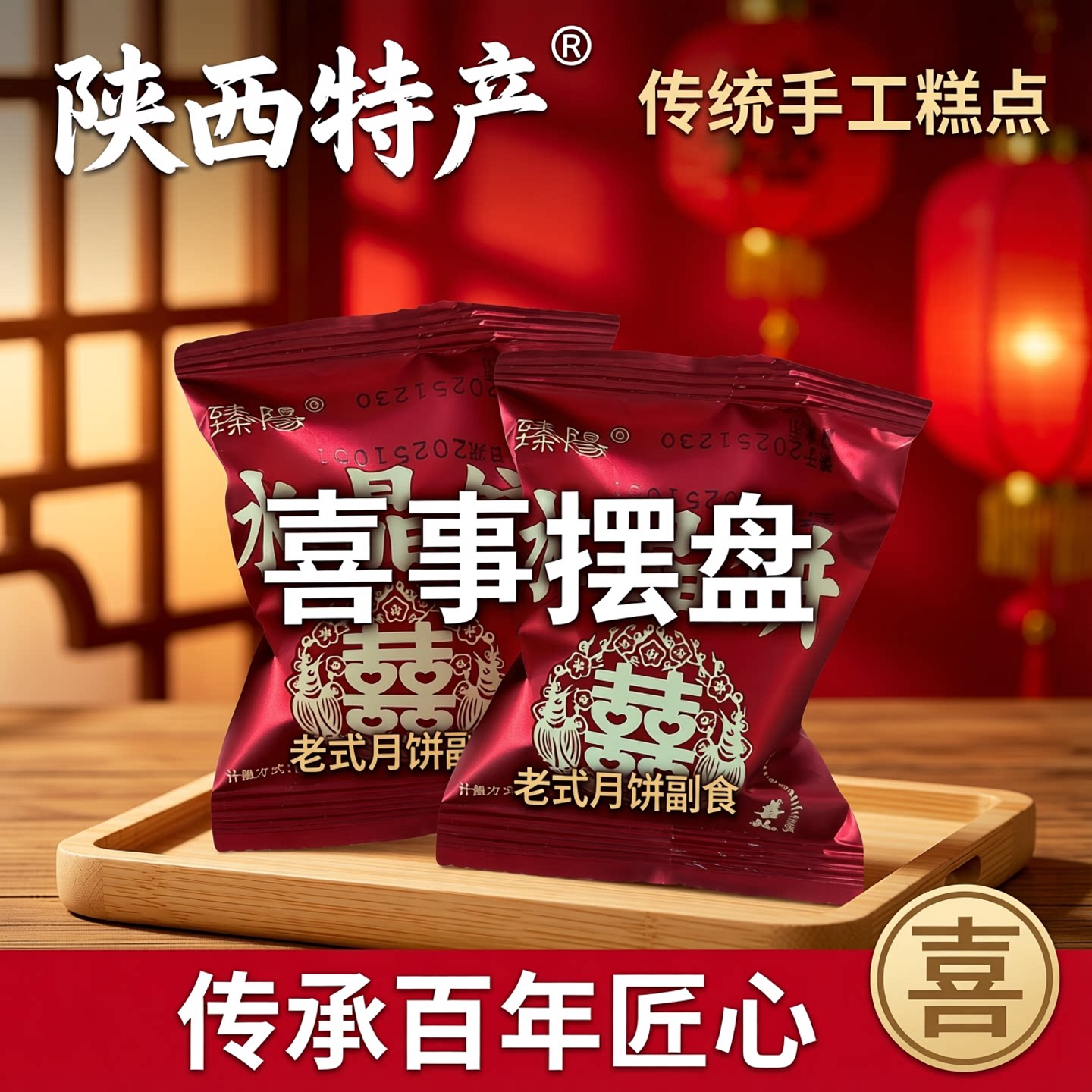 陕西特产优质水晶饼传统手工糕点散称整箱喜事摆盘老式月饼副食