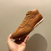 加绒棉鞋 秋冬新款 真皮系带休闲皮鞋 平底德训鞋 牛皮磨砂高帮鞋 男鞋