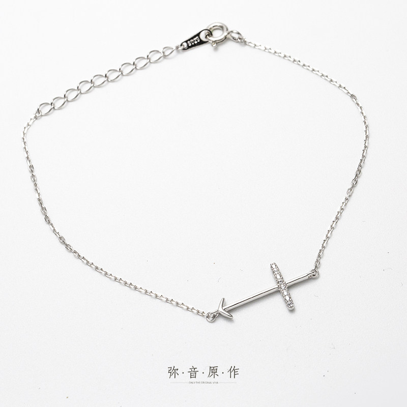 弥音原作水钻十字箭头女925纯银