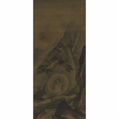 宋马麟款释迦出山图113x50cm    宋代国画道释画人物山水画工笔