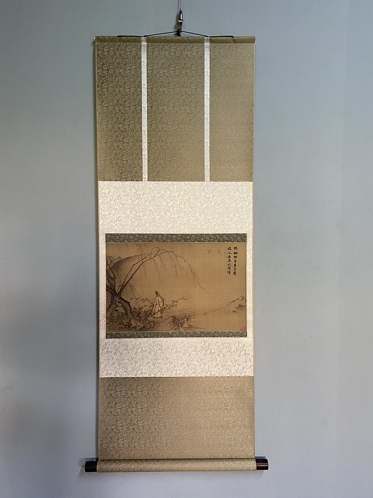 宋 马远 山径春行图    新中式装饰画宋画绢本复制画高清国画