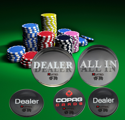 【睿腾】便宜德州庄码DEALER 德州扑克压牌片 庄位码牌雕刻字体