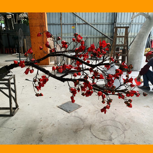 仿真木棉花树玻璃钢假树大型假花商场室内装饰摆放防真树橱窗美陈