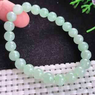 缅甸正品 天然a货冰种玉石手链圆珠子珠串手镯送女友 翡翠手串女款