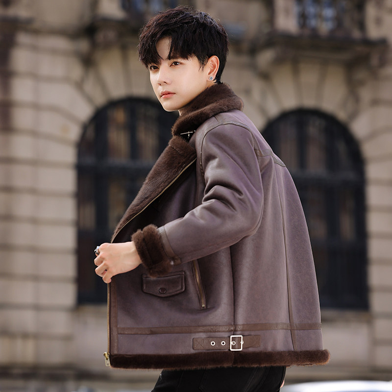tim25年冬季新款皮毛一体加绒加厚夹克男外套D209A-PT111-P330,男装夹克,电商D209A