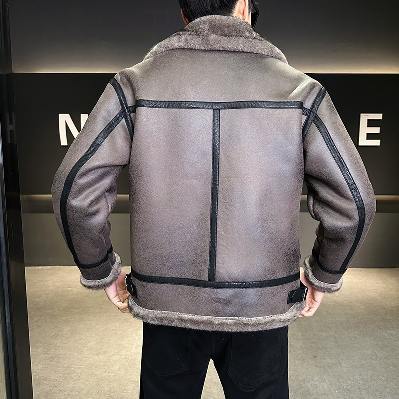 25年冬季新款高端皮毛一体加绒加厚夹克男外套D209A-PT555A-P330,男装夹克,电商D209A