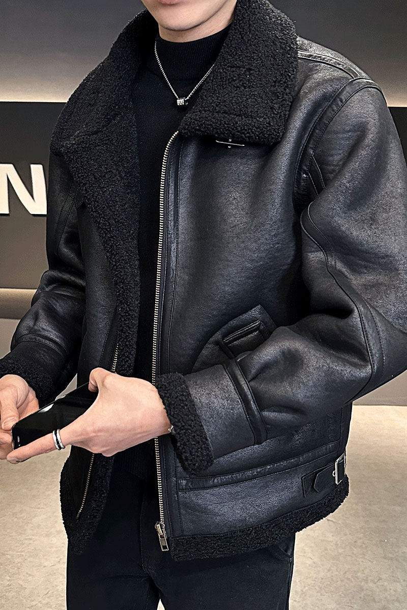 店主风25年冬季新款皮毛一体加绒夹克男外套D209A-PT588A-P245,男装夹克,电商D209A