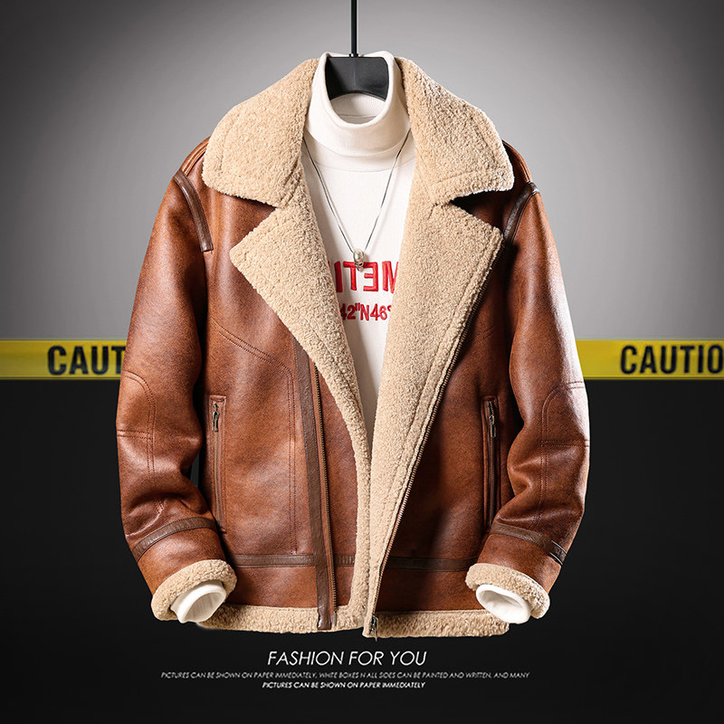 悬空挂拍2025年冬季新款大码皮毛一体夹克外套男D209A-PT587-P245，男装夹克，电商D209A