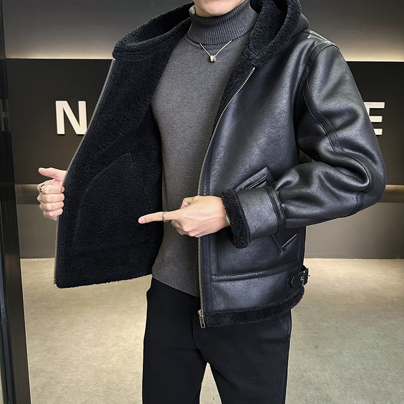 店主风2025年冬主推款皮毛一体连帽外套D209A-PT5858A-P265两色,女装短外套,电商D209A