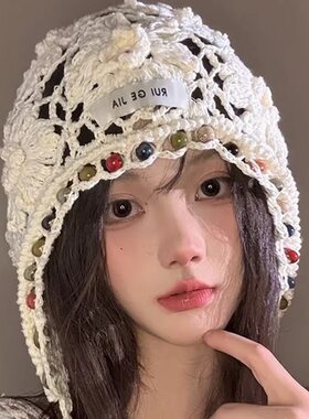 针织帽民族风波西米亚花朵女士潮